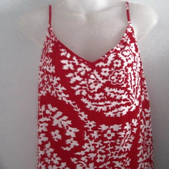 New GAP Red & White Floral Long Maxi Dress Size M - Picture 1 of 3